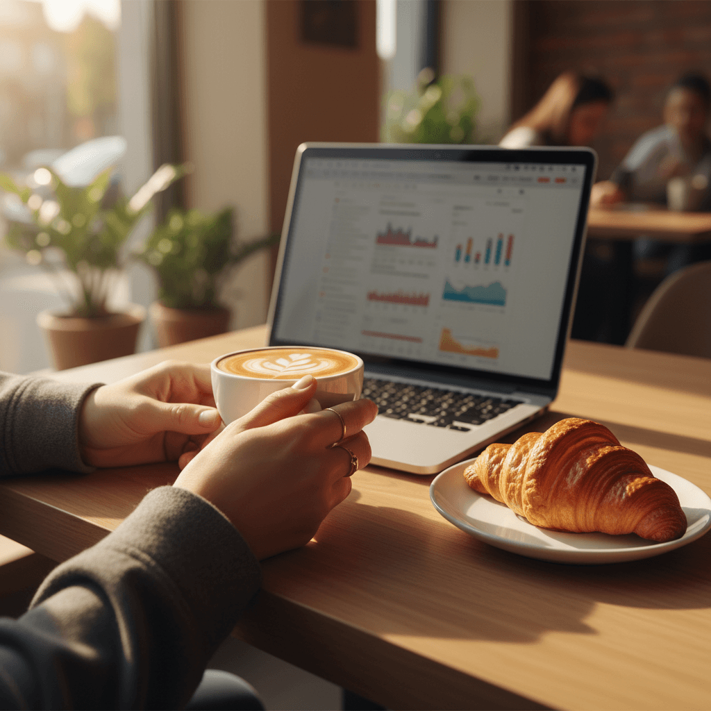 Man in smart casual outfit holding a coffee cup at home