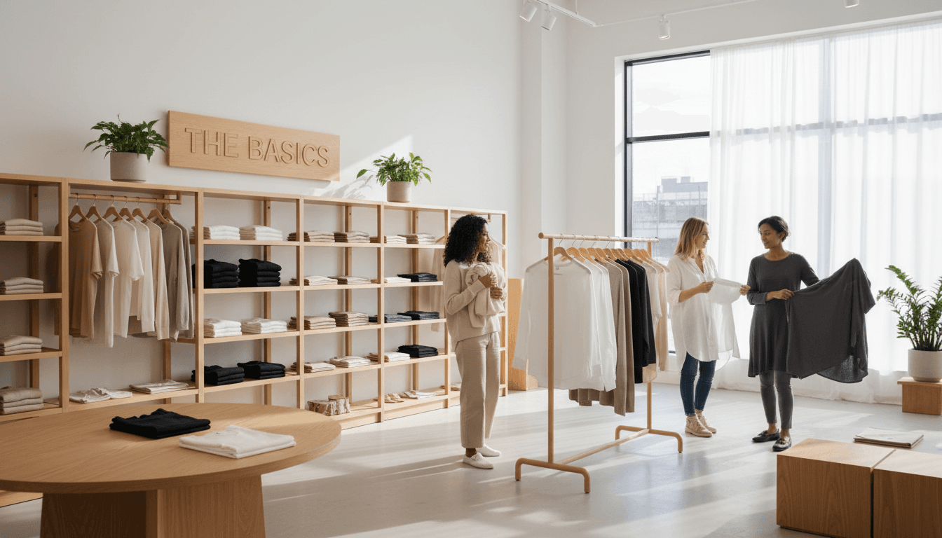 Client browsing a tidy, organized wardrobe in a bright closet